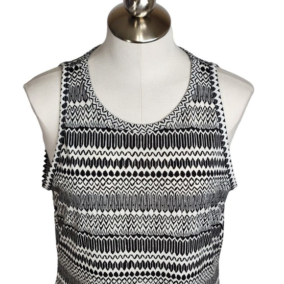 Banana Republic Factory Printed Knot Back Midi Dress Womens Large Black White - Picture 2 of 11